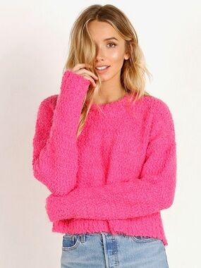 Show Me Your MuMu Hot Pink Bouclé Scoop Crewneck Sweater